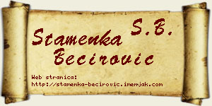 Stamenka Bećirović vizit kartica